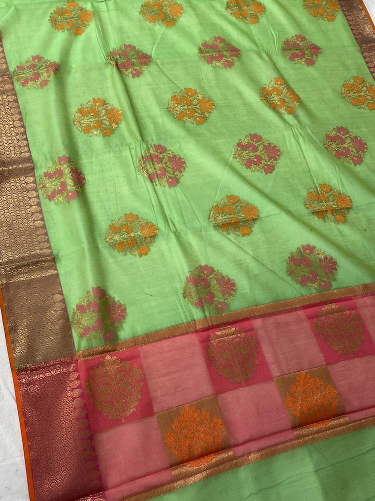 Pure Banarasi Cotton Patola Handloom Saree With Blouse Piece (CC00) by Shades Of Benares - banarasi - banarasi saree shop