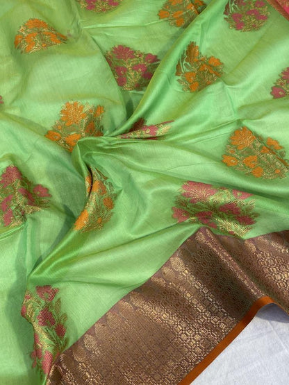 Pure Banarasi Cotton Patola Handloom Saree With Blouse Piece (CC00) by Shades Of Benares - banarasi - banarasi saree shop