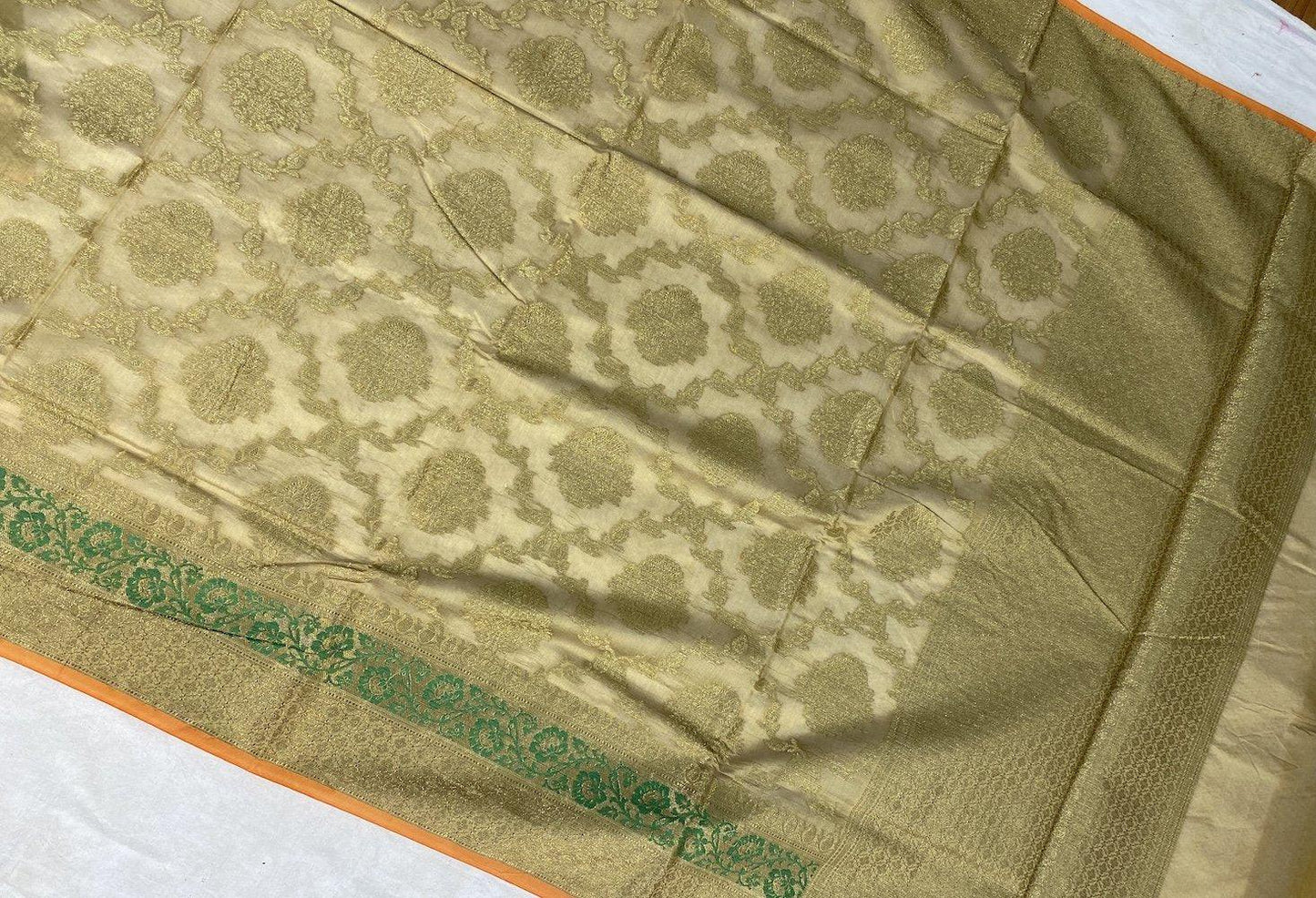 Pure Banarasi Cotton Patola Handloom Saree With Blouse Piece (DD00) by Shades Of Benares - banarasi - banarasi saree shop