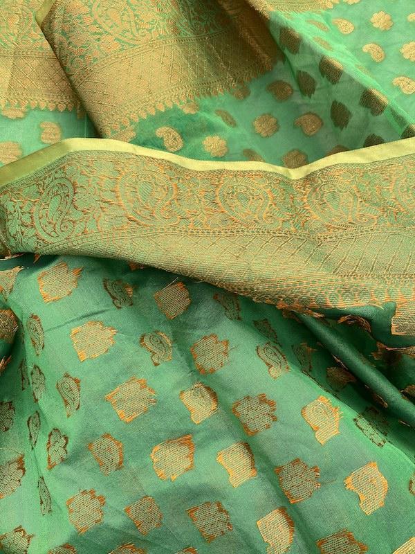 Pure Banarasi Cotton Patola Handloom Saree With Blouse Piece (jj11) by Shades Of Benares - banarasi - banarasi saree shop