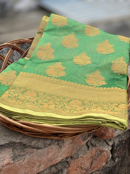 Pure Banarasi Cotton Patola Handloom Saree With Blouse Piece (jj33) by Shades Of Benares - banarasi - banarasi saree shop