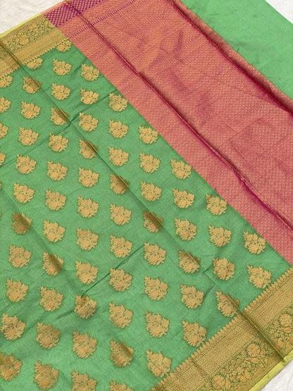 Pure Banarasi Cotton Patola Handloom Saree With Blouse Piece (jj33) by Shades Of Benares - banarasi - banarasi saree shop