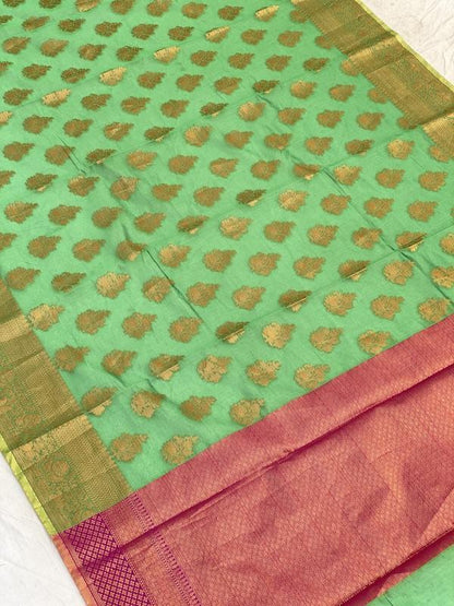 Pure Banarasi Cotton Patola Handloom Saree With Blouse Piece (jj33) by Shades Of Benares - banarasi - banarasi saree shop