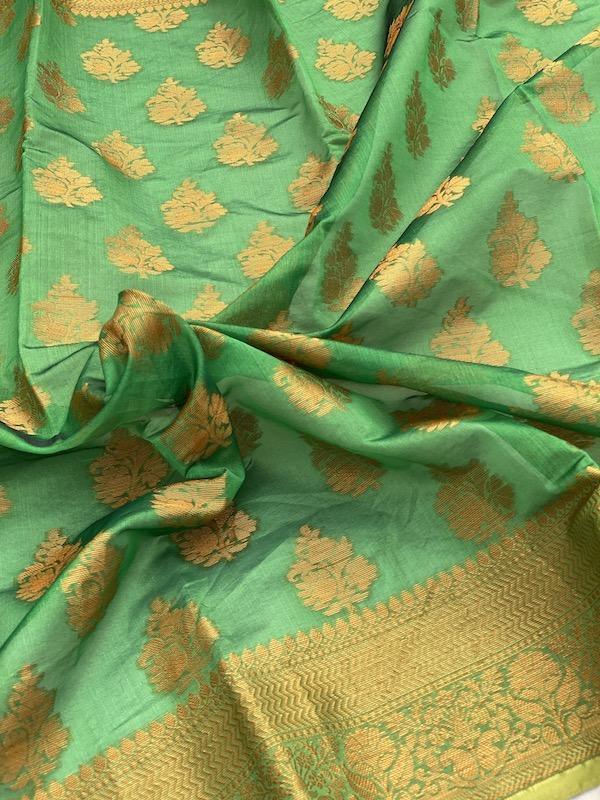 Pure Banarasi Cotton Patola Handloom Saree With Blouse Piece (jj33) by Shades Of Benares - banarasi - banarasi saree shop