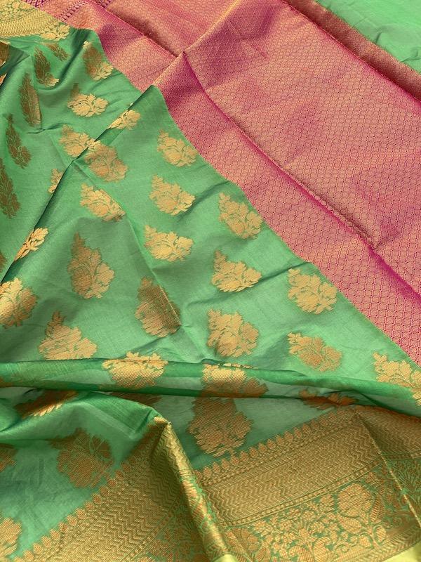 Pure Banarasi Cotton Patola Handloom Saree With Blouse Piece (jj33) by Shades Of Benares - banarasi - banarasi saree shop