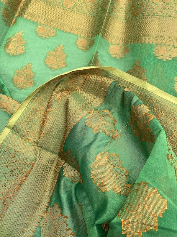 Pure Banarasi Cotton Patola Handloom Saree With Blouse Piece (jj33) by Shades Of Benares - banarasi - banarasi saree shop