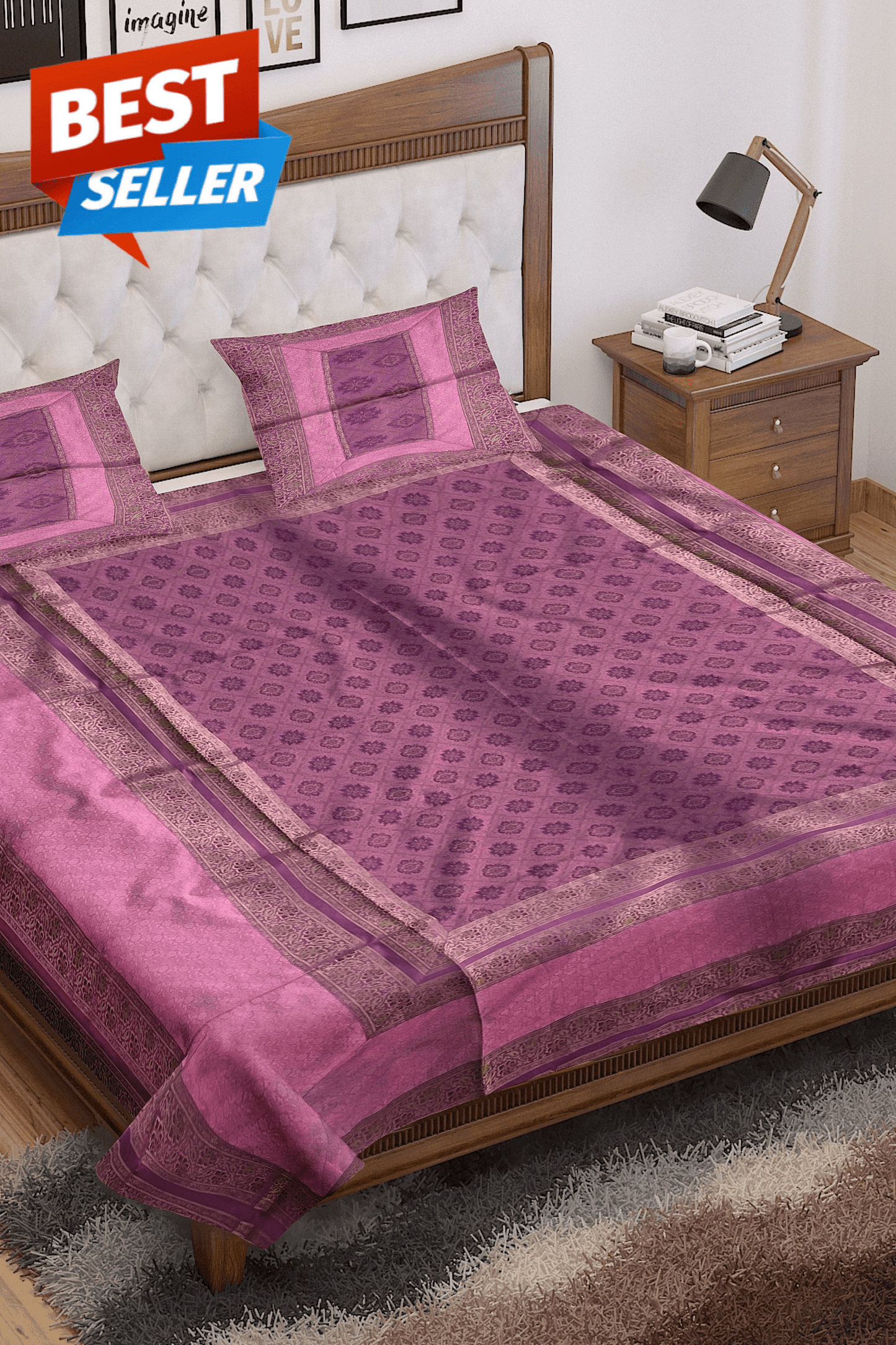 Pure Banarasi Dupion Silk Bedcover (Bj02) by Shades Of Benares - banarasi - banarasi saree shop