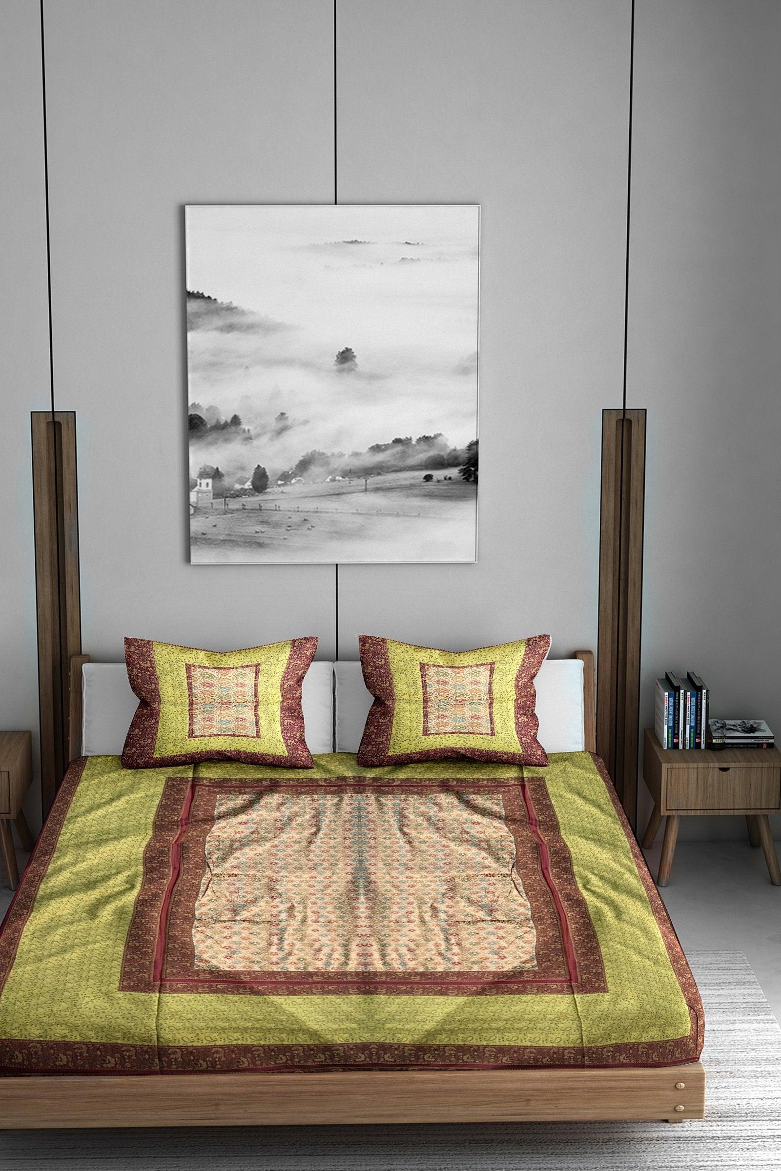 Pure Banarasi Dupion Silk Bedcover (Bj03) by Shades Of Benares - banarasi - banarasi saree shop