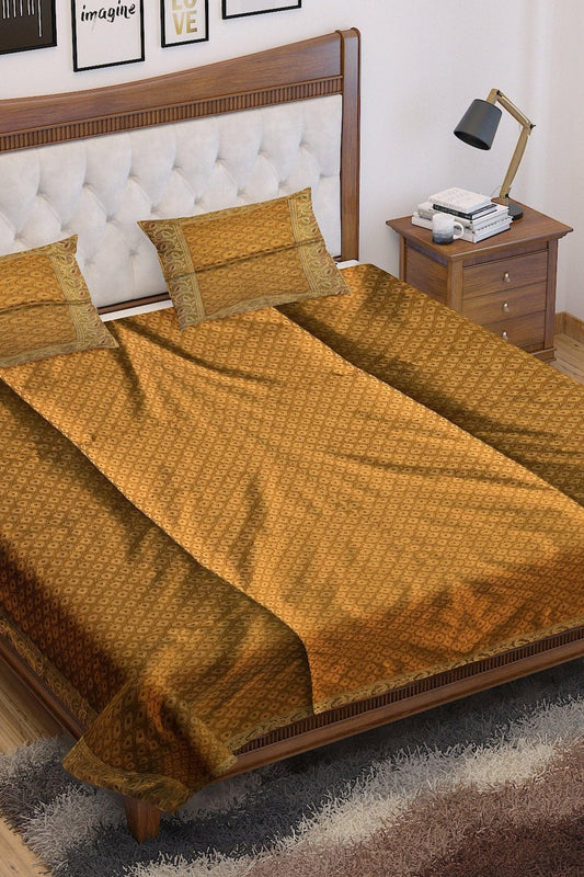 Pure Banarasi Dupion Silk Bedcover (Bj08) by Shades Of Benares - banarasi - banarasi saree shop