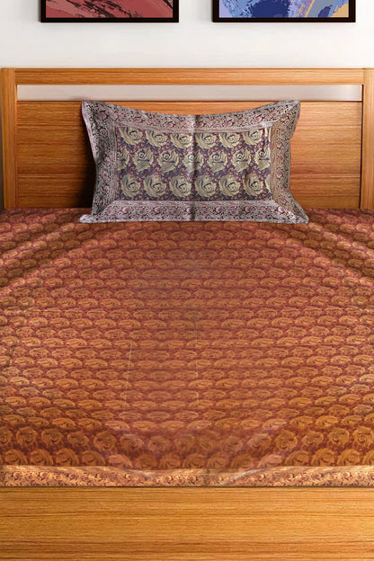 Pure Banarasi Dupion Silk Bedcover (Bj11) by Shades Of Benares - banarasi - banarasi saree shop