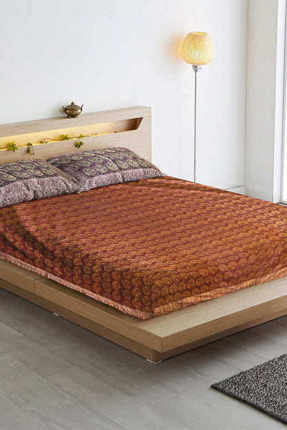 Pure Banarasi Dupion Silk Bedcover (Bj11) by Shades Of Benares - banarasi - banarasi saree shop