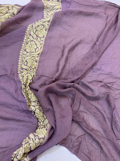 Pure Banarasi Georgette Khaddi handloom saree, Minakari Jaal (MSKA00) by Shades Of Benares - banarasi - banarasi saree shop