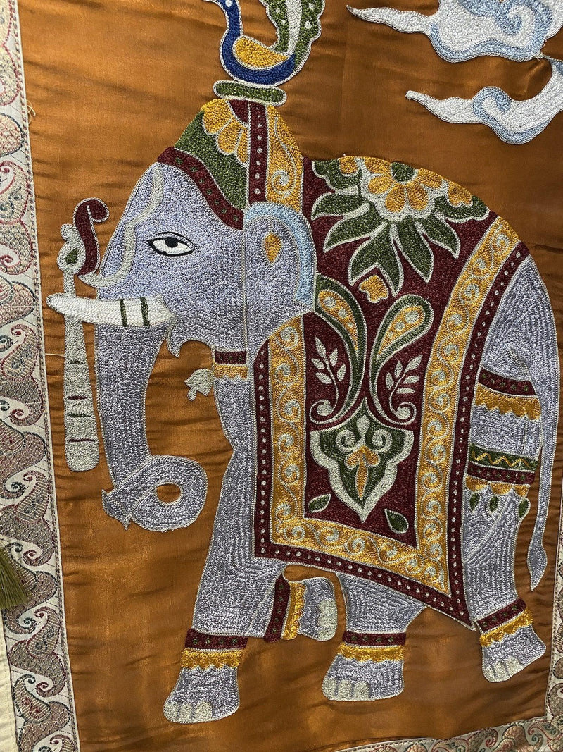Pure Banarasi Katan silk Brocade handloom Wall Hanging (BEE1) - Shades Of Benares
