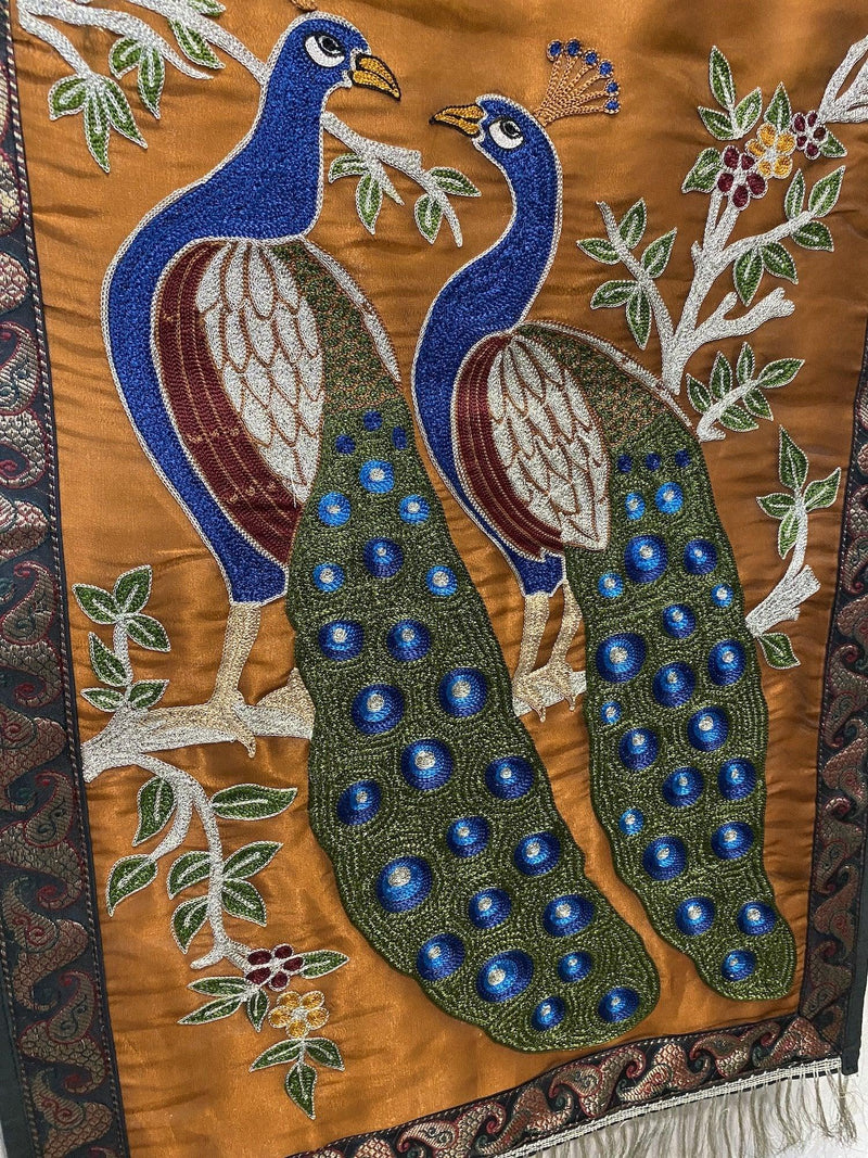 Pure Banarasi Katan silk Brocade handloom Wall Hanging (BEE2) - Shades Of Benares