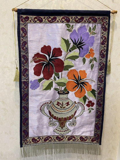 Pure Banarasi Katan silk Brocade handloom Wall Hanging (BEE8) by Shades Of Benares - banarasi - banarasi saree shop