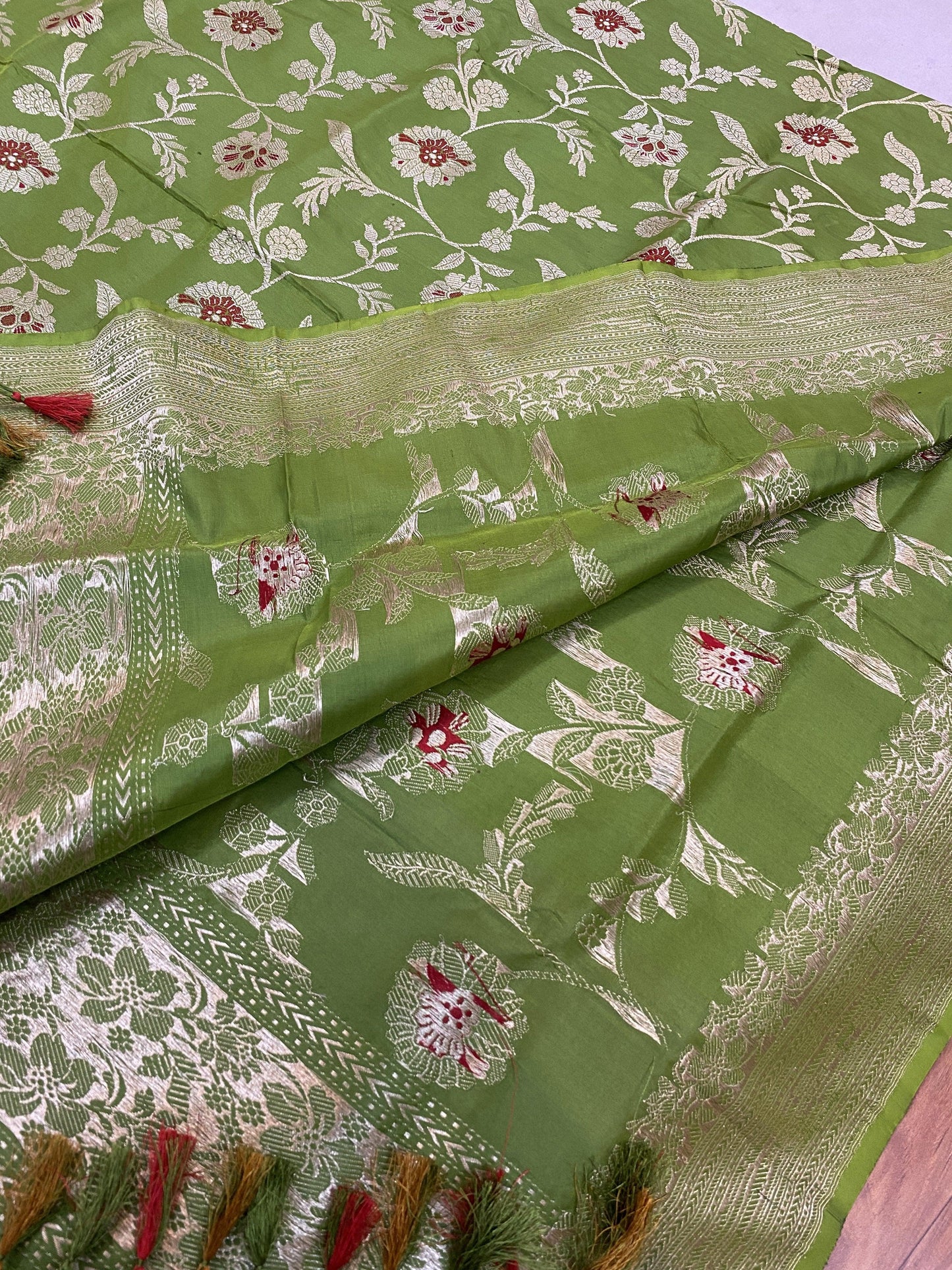 Pure Banarasi Katan Silk Handloom Dupatta by Shades Of Benares - banarasi - banarasi saree shop