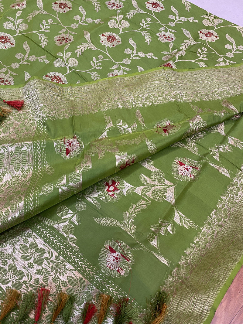 Pure Banarasi Katan Silk Handloom Dupatta by Shades Of Benares - banarasi - banarasi saree shop