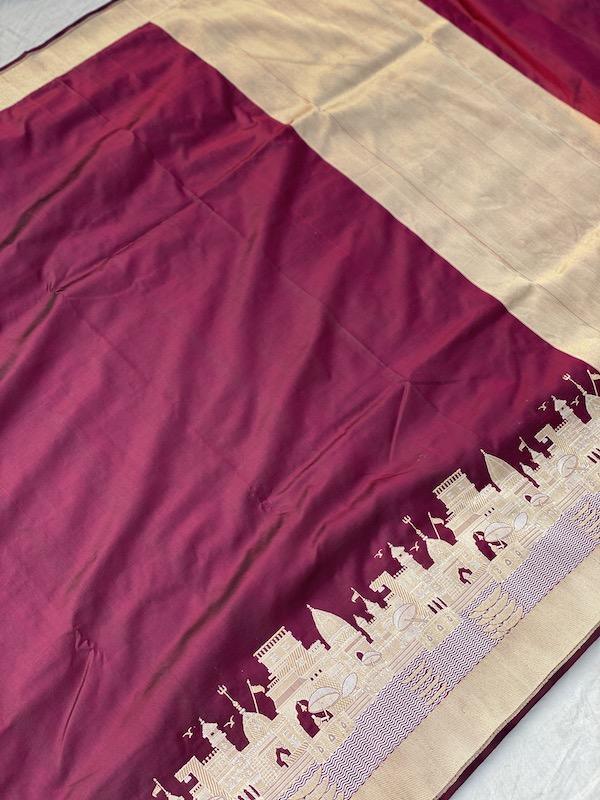 Pure Banarasi Katan silk handloom saree (a3) - Shades Of Benares