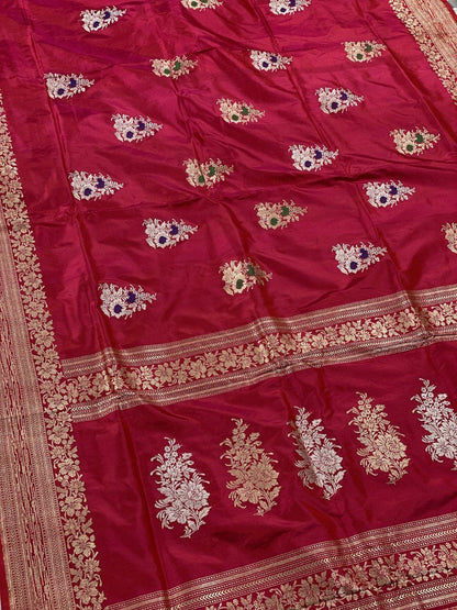 Pure Banarasi Katan silk handloom saree, Kadhwa Buti (APKi) by Shades Of Benares - banarasi - banarasi saree shop