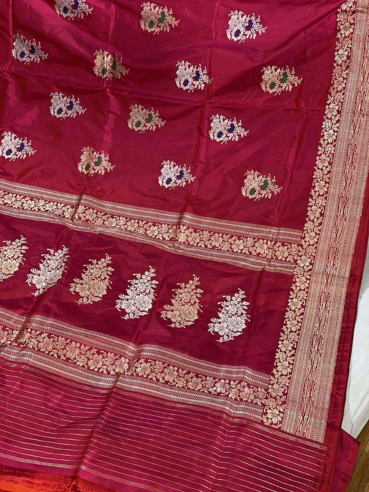 Pure Banarasi Katan silk handloom saree, Kadhwa Buti (APKi) by Shades Of Benares - banarasi - banarasi saree shop