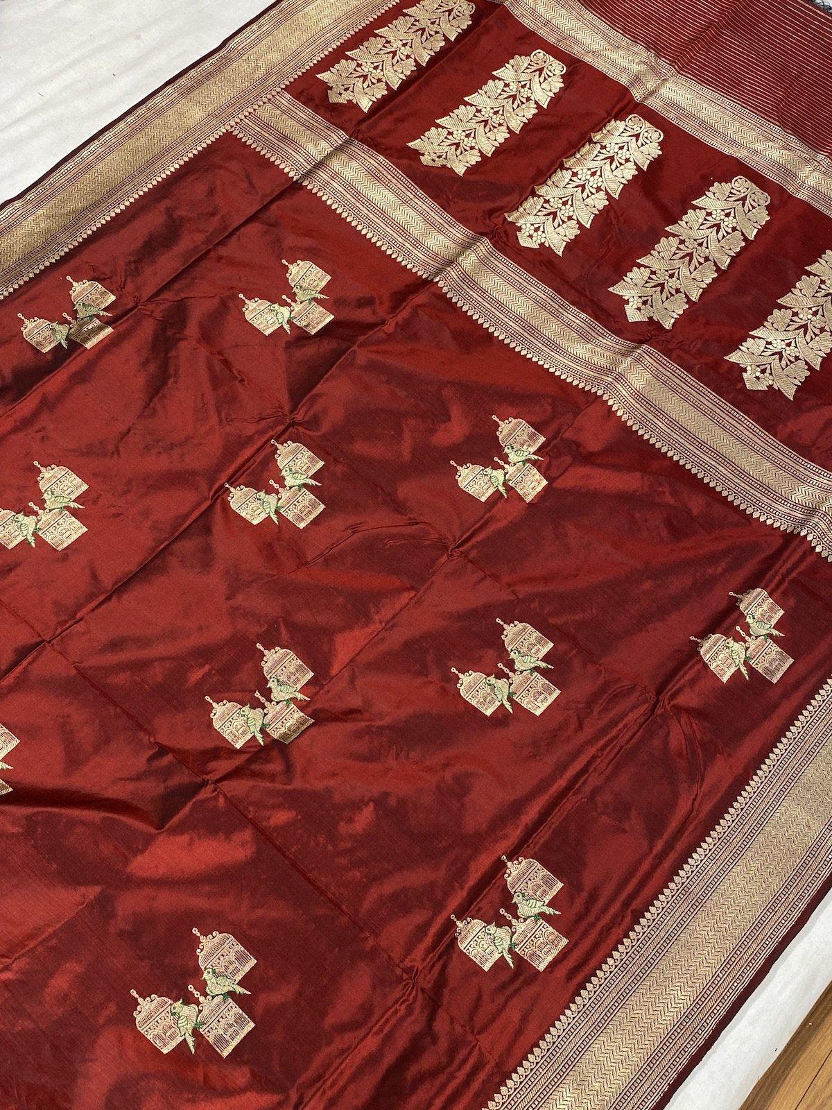 Pure Banarasi Katan silk handloom saree, Kadhwa Figures (APKJ) by Shades Of Benares - banarasi - banarasi saree shop