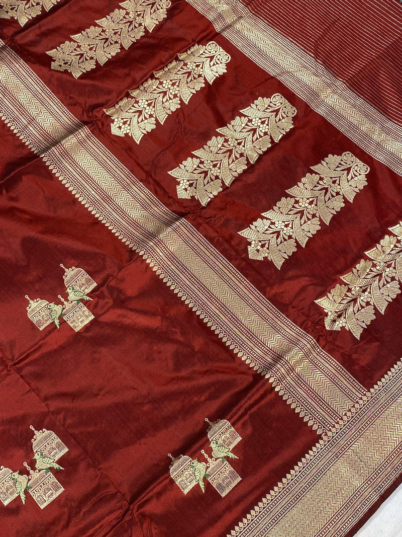 Pure Banarasi Katan silk handloom saree, Kadhwa Figures (APKJ) - Shades Of Benares