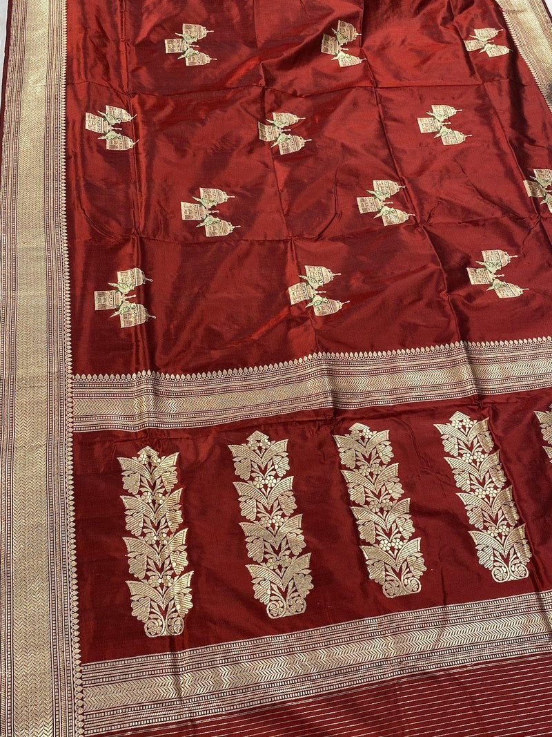 Pure Banarasi Katan silk handloom saree, Kadhwa Figures (APKJ) - Shades Of Benares