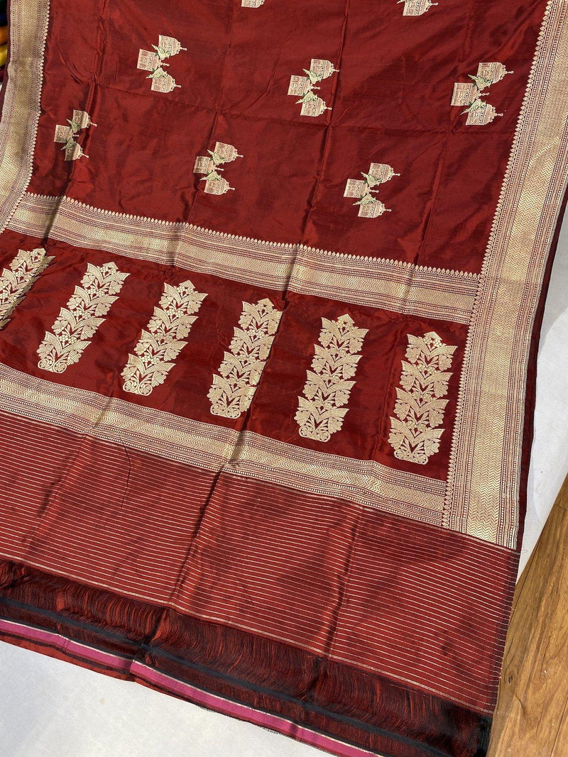 Pure Banarasi Katan silk handloom saree, Kadhwa Figures (APKJ) - Shades Of Benares