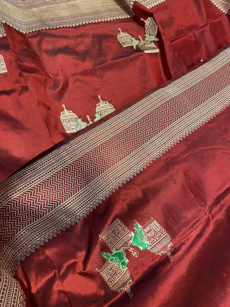 Pure Banarasi Katan silk handloom saree, Kadhwa Figures (APKJ) - Shades Of Benares