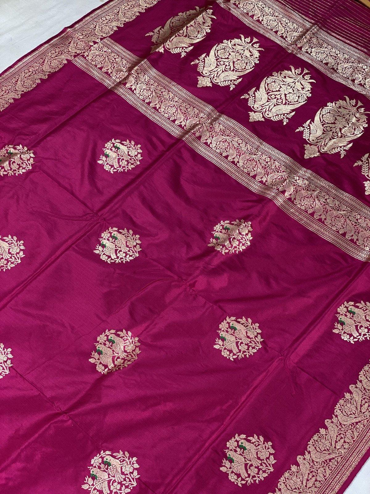 Pure Banarasi Katan silk handloom saree, Kadhwa Figures (APPK) by Shades Of Benares - banarasi - banarasi saree shop