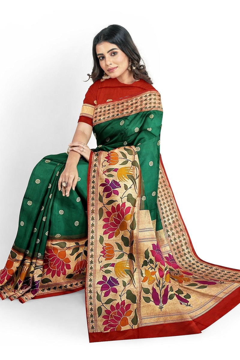 Pure Banarasi Katan silk handloom saree, Kadhwa Paithani (GZ1) - Shades Of Benares