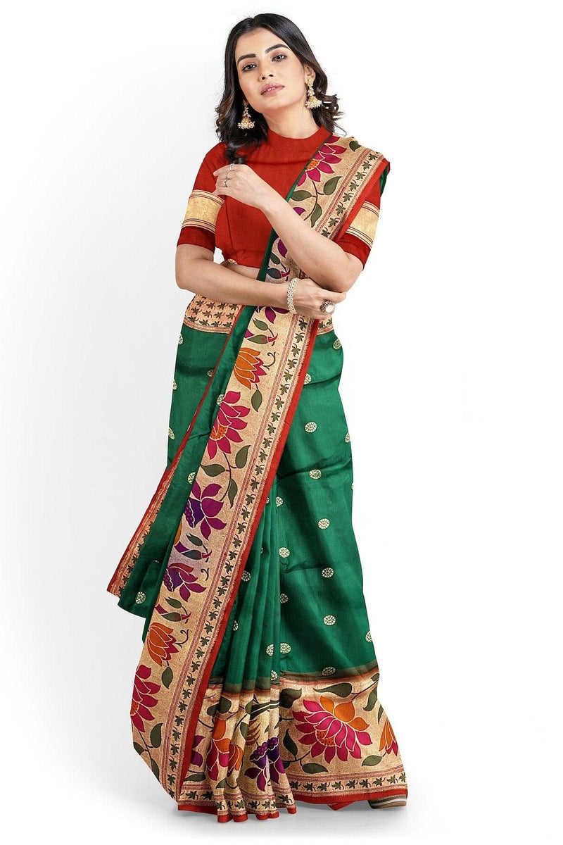 Pure Banarasi Katan silk handloom saree, Kadhwa Paithani (GZ1) - Shades Of Benares