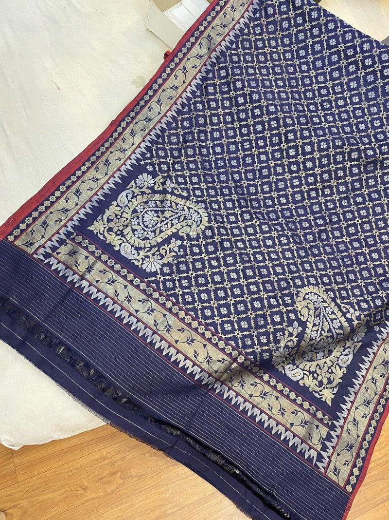 Pure Banarasi Katan silk handloom saree, Kadhwa REAL ZARI (HY01) - Shades Of Benares