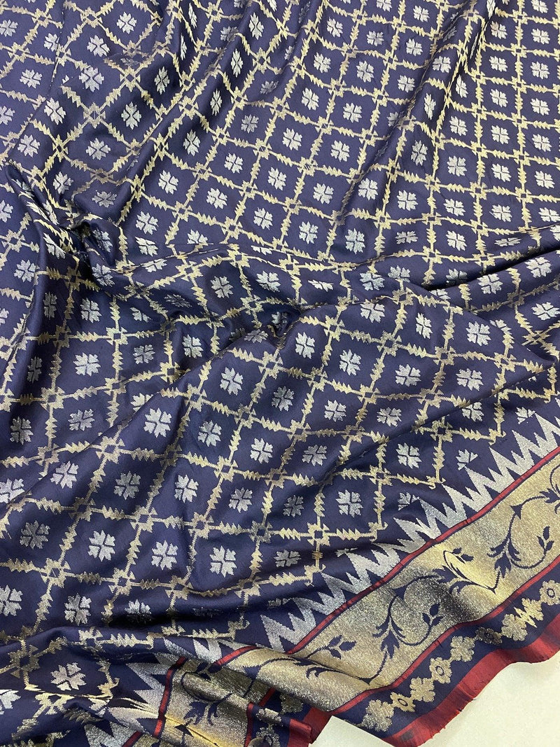 Pure Banarasi Katan silk handloom saree, Kadhwa REAL ZARI (HY01) - Shades Of Benares