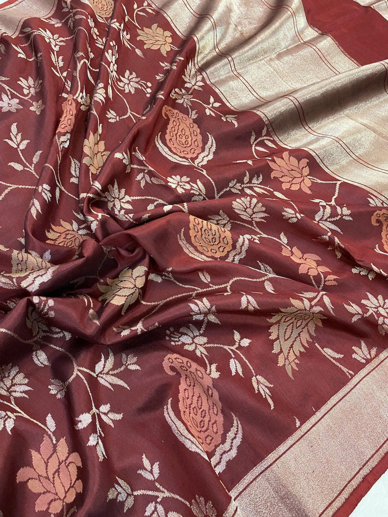 Pure Banarasi Katan silk handloom saree, Kadhwa REAL ZARI (HY02) - Shades Of Benares