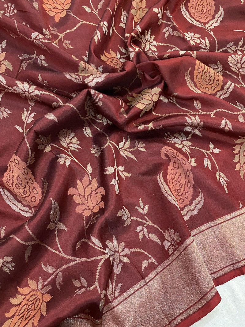 Pure Banarasi Katan silk handloom saree, Kadhwa REAL ZARI (HY02) - Shades Of Benares