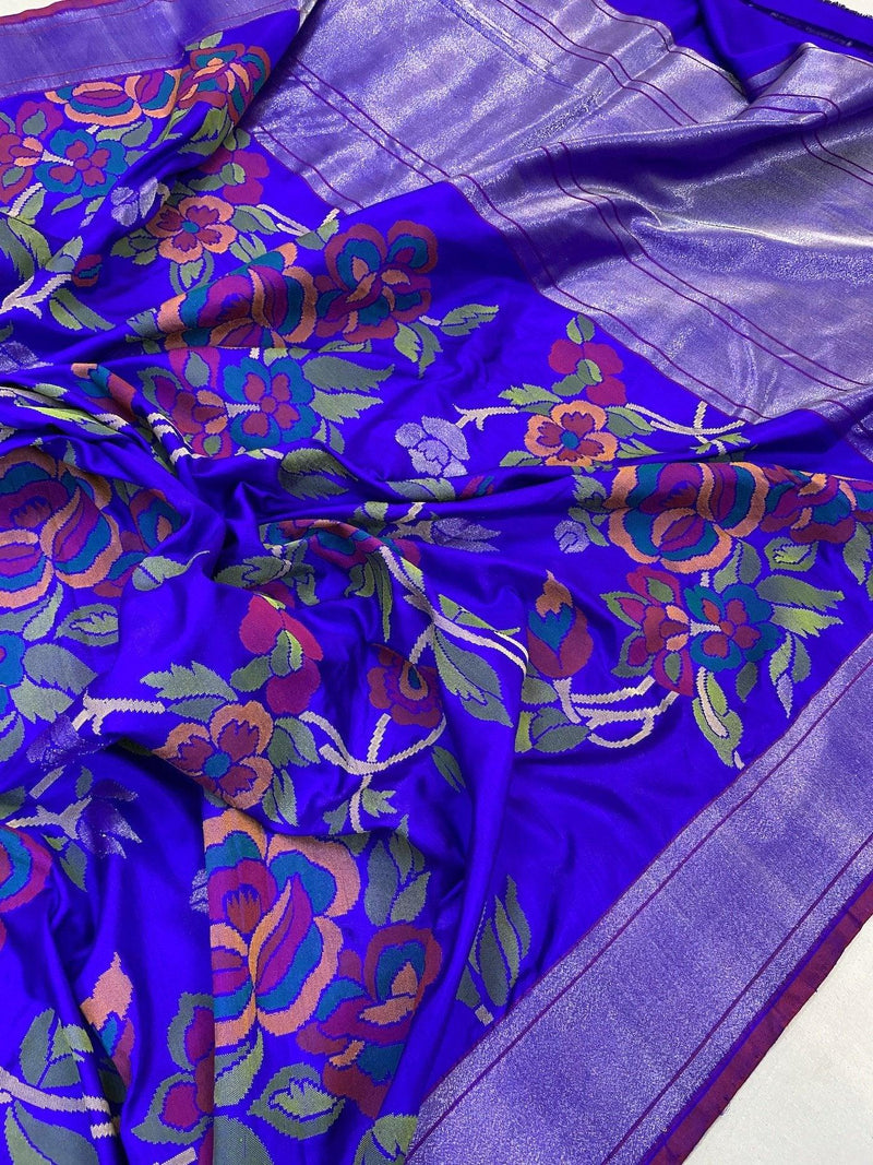 Pure Banarasi Katan silk handloom saree, Kadhwa REAL ZARI (HY03) - Shades Of Benares