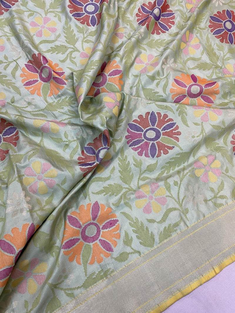 Pure Banarasi Katan silk handloom saree, Kadhwa REAL ZARI (HY04) - Shades Of Benares