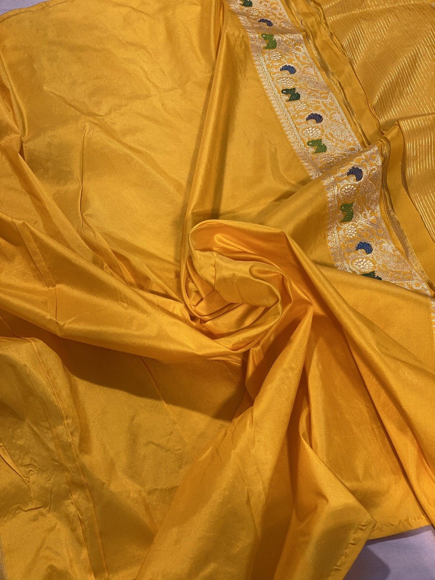 Pure Banarasi Katan silk handloom saree, Kadhwa Shikargaah (HZ2) by Shades Of Benares - banarasi - banarasi saree shop