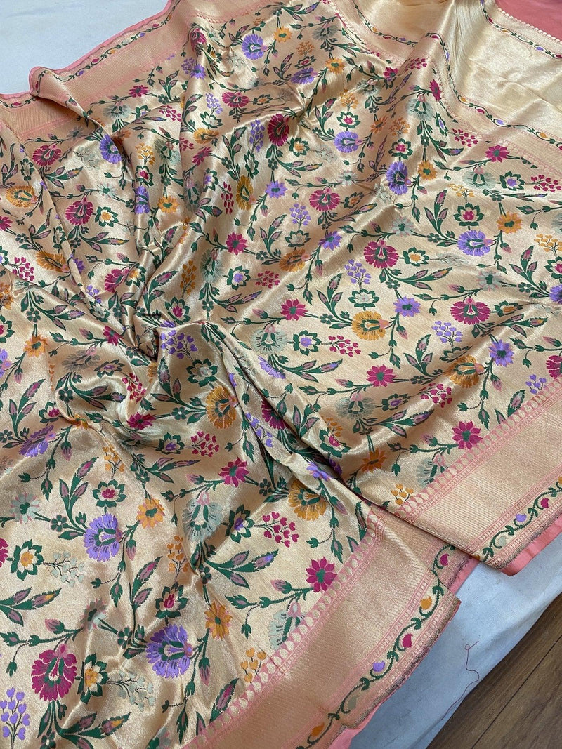 Pure Banarasi Katan silk handloom saree, Minakari (ccc1) - Shades Of Benares