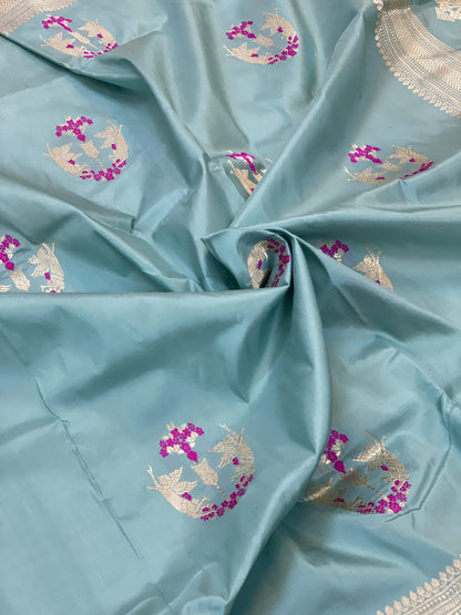 Pure Banarasi Katan Silk Handloom Saree With Blouse Piece (APKL) by Shades Of Benares - banarasi - banarasi saree shop