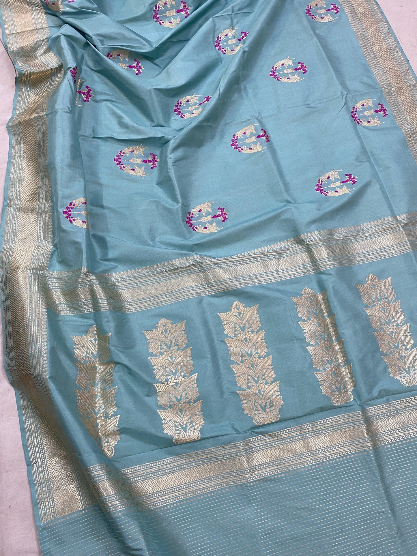 Pure Banarasi Katan Silk Handloom Saree With Blouse Piece (APKL) by Shades Of Benares - banarasi - banarasi saree shop