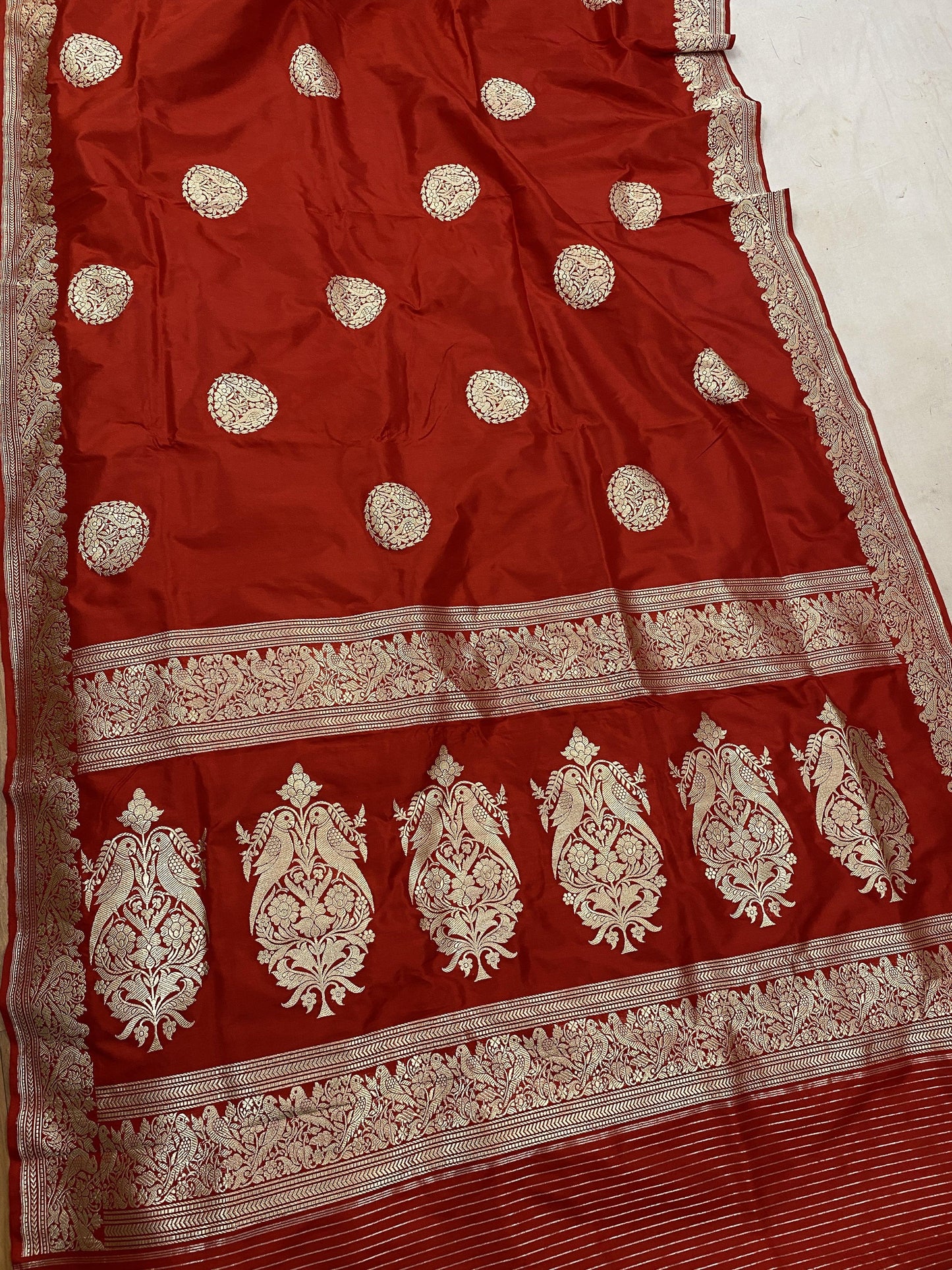 Pure Banarasi Katan Silk Handloom Saree With Blouse Piece (APKM) by Shades Of Benares - banarasi - banarasi saree shop