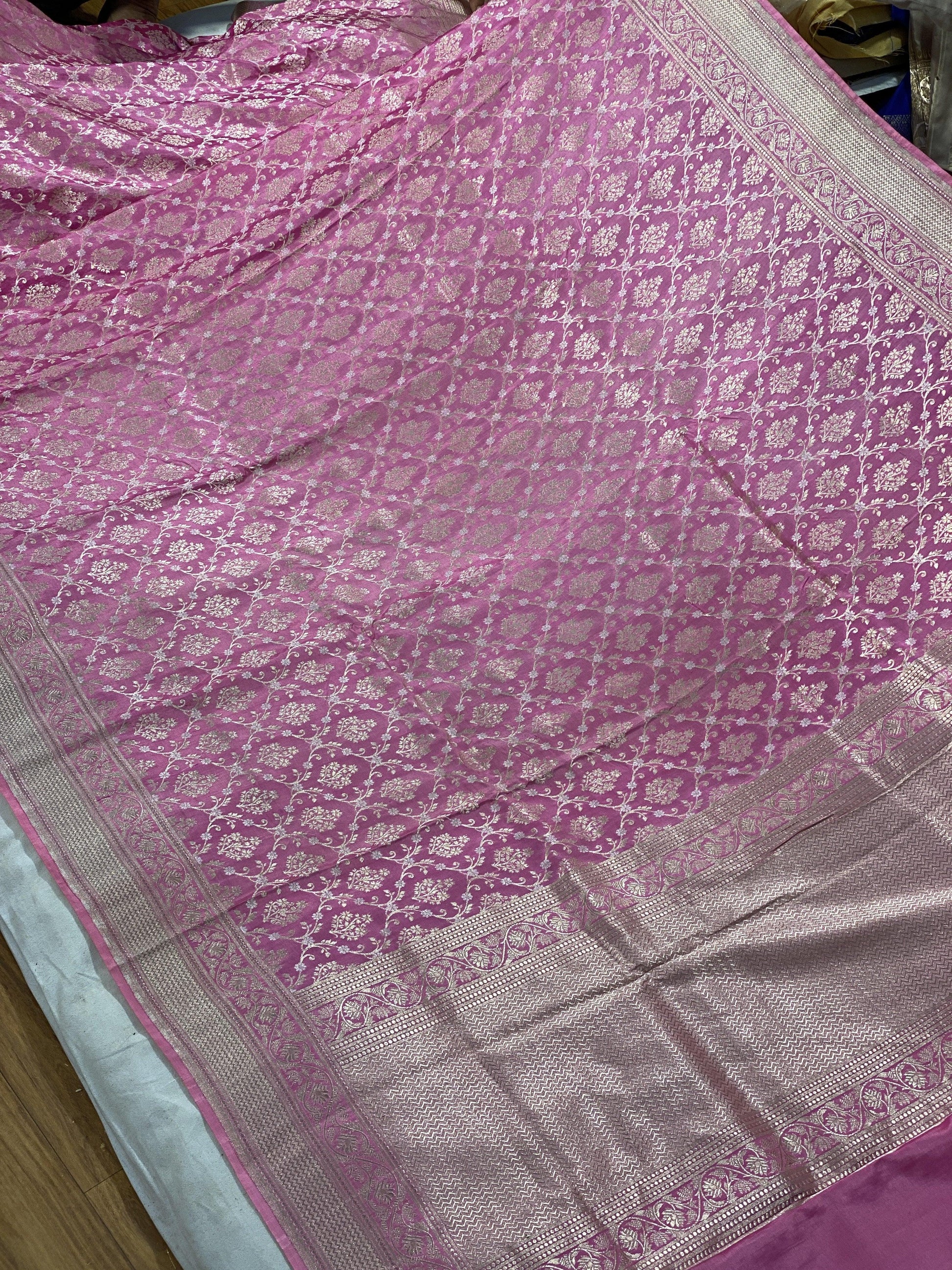 Pure Banarasi Katan Silk Handloom Saree With Blouse Piece MSKP by Shades Of Benares - banarasi - banarasi saree shop