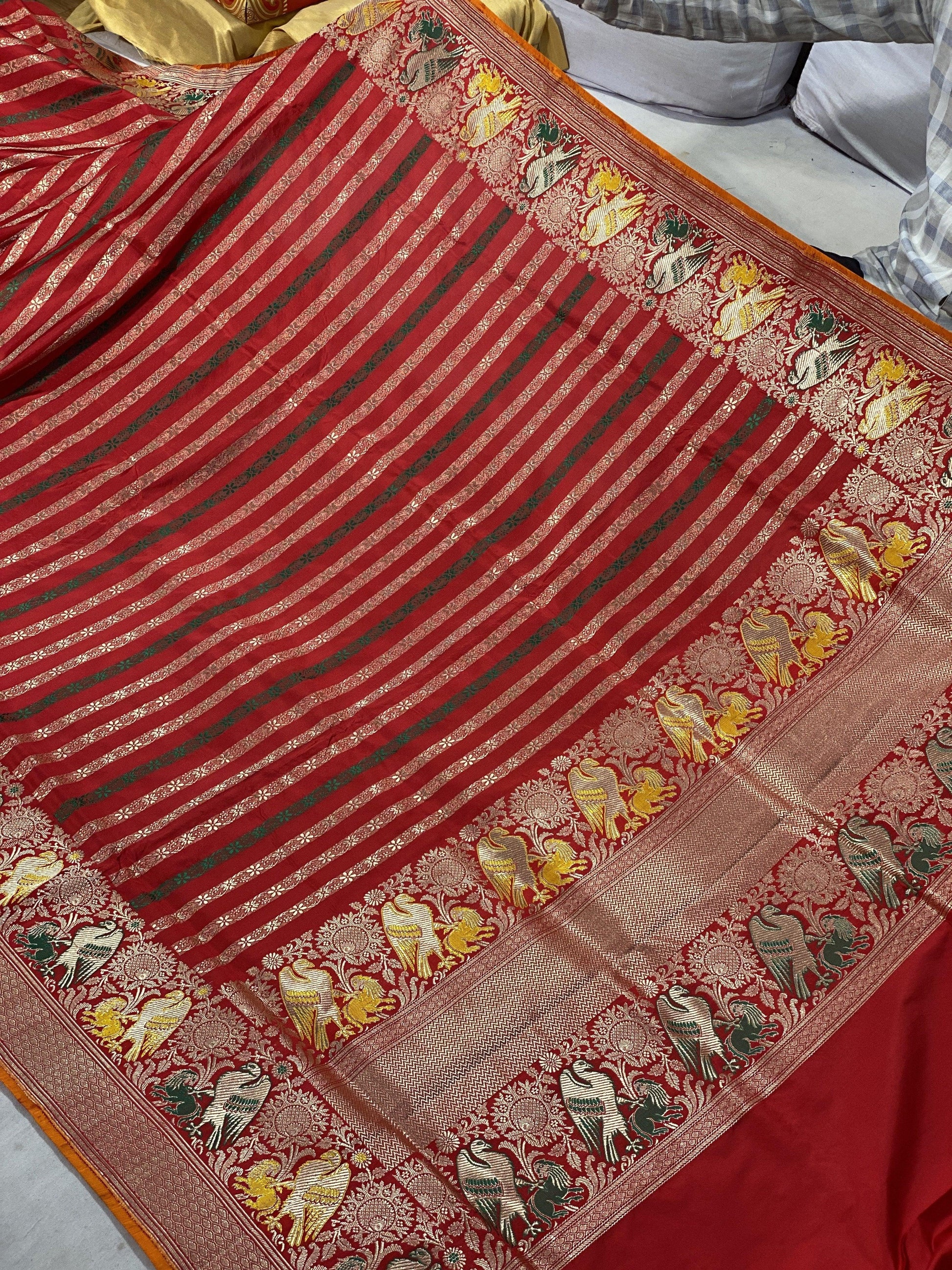 Pure Banarasi Katan silk handloom saree with blouse piece (SkiH2) by Shades Of Benares - banarasi - banarasi saree shop