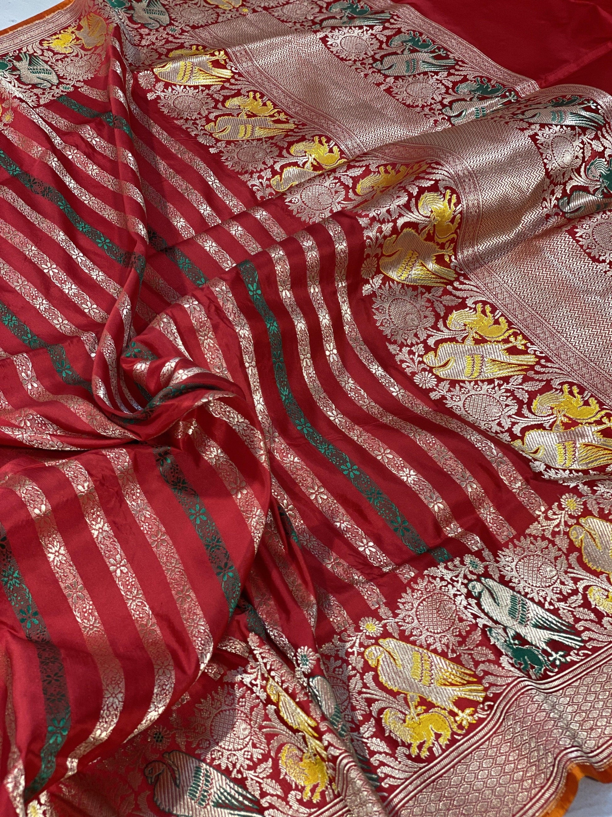 Pure Banarasi Katan silk handloom saree with blouse piece (SkiH2) by Shades Of Benares - banarasi - banarasi saree shop