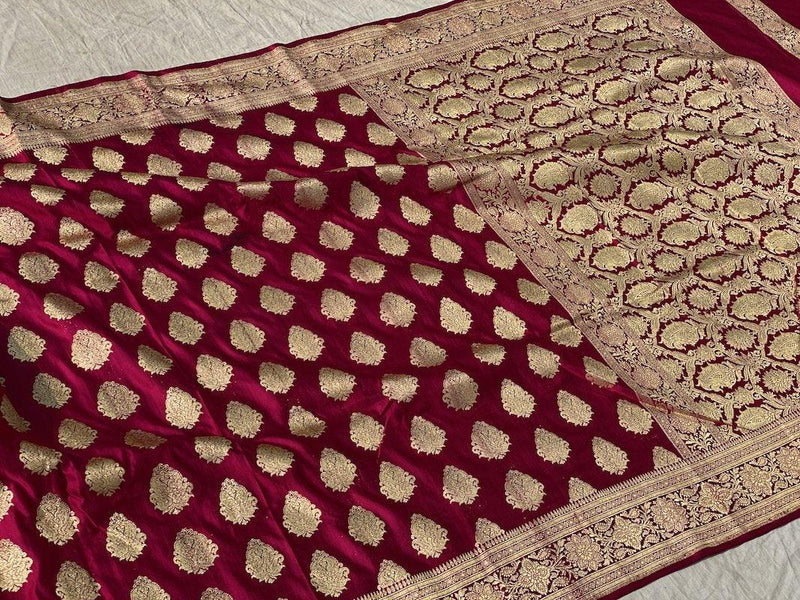 Pure Banarasi Katan Silk Khaddi Saree With Blouse Piece (B111) - Shades Of Benares