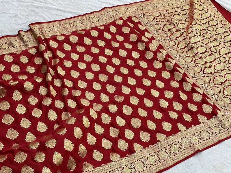 Pure Banarasi Katan Silk Khaddi Saree With Blouse Piece (B222) by Shades Of Benares - banarasi - banarasi saree shop
