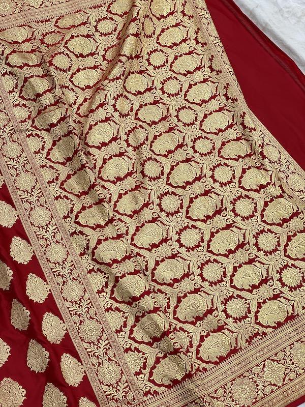 Pure Banarasi Katan Silk Khaddi Saree With Blouse Piece (B222) - Shades Of Benares