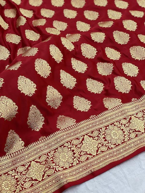 Pure Banarasi Katan Silk Khaddi Saree With Blouse Piece (B222) by Shades Of Benares - banarasi - banarasi saree shop